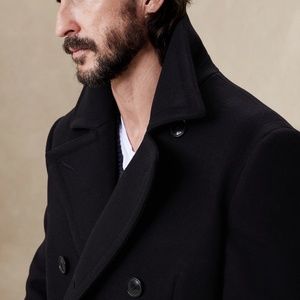 Soft Wool Peacoat Black Size Medium x Tall